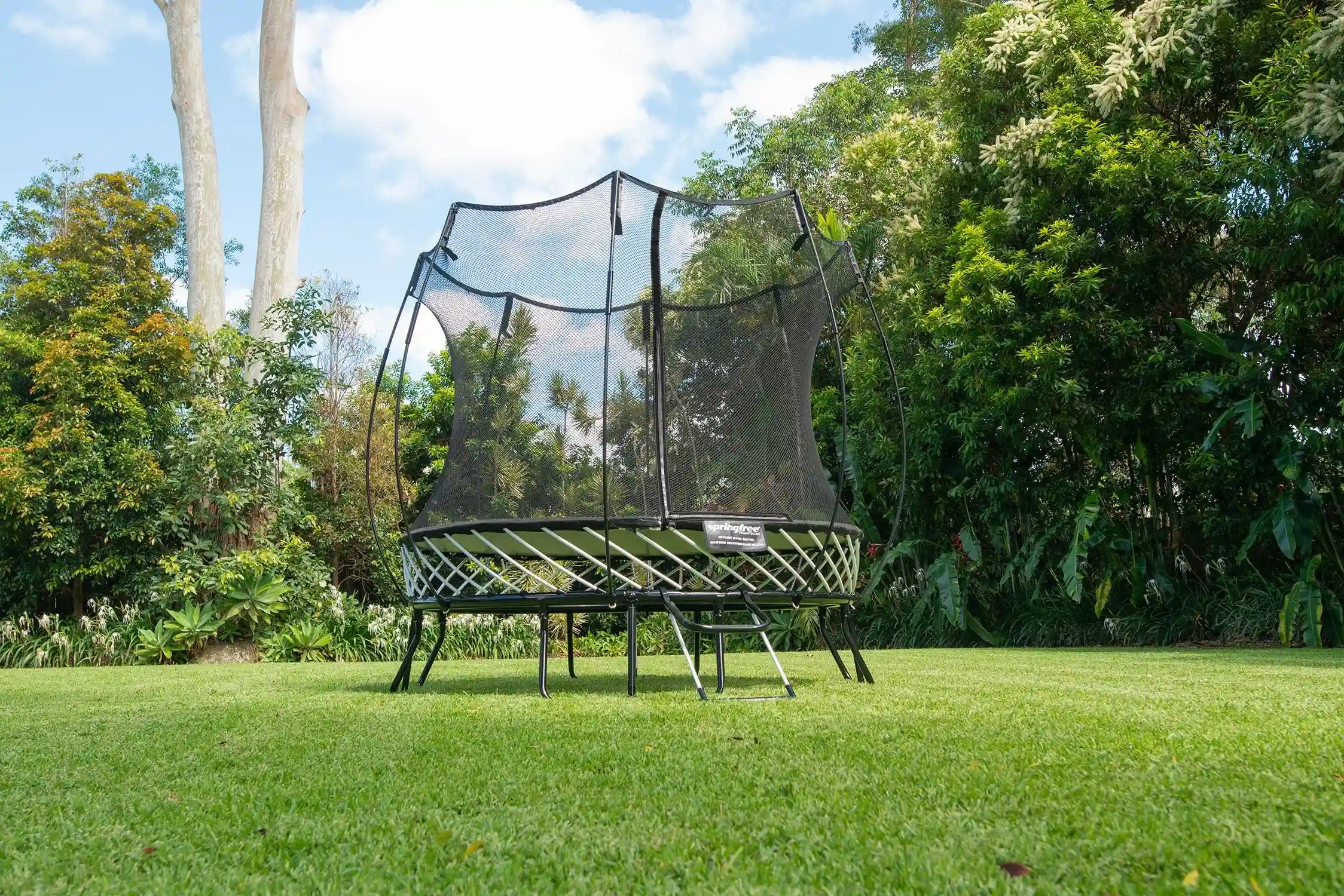 an outdoor trampoline