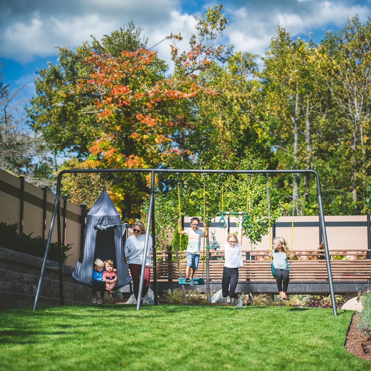 TitanMax Swing Set with Saucer Tent Swing